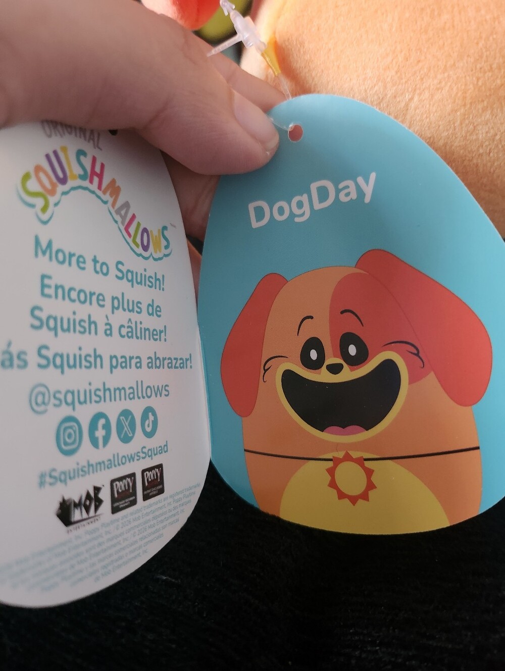 Squishmallows DogDay Plush Dog Toy - Orange/Red